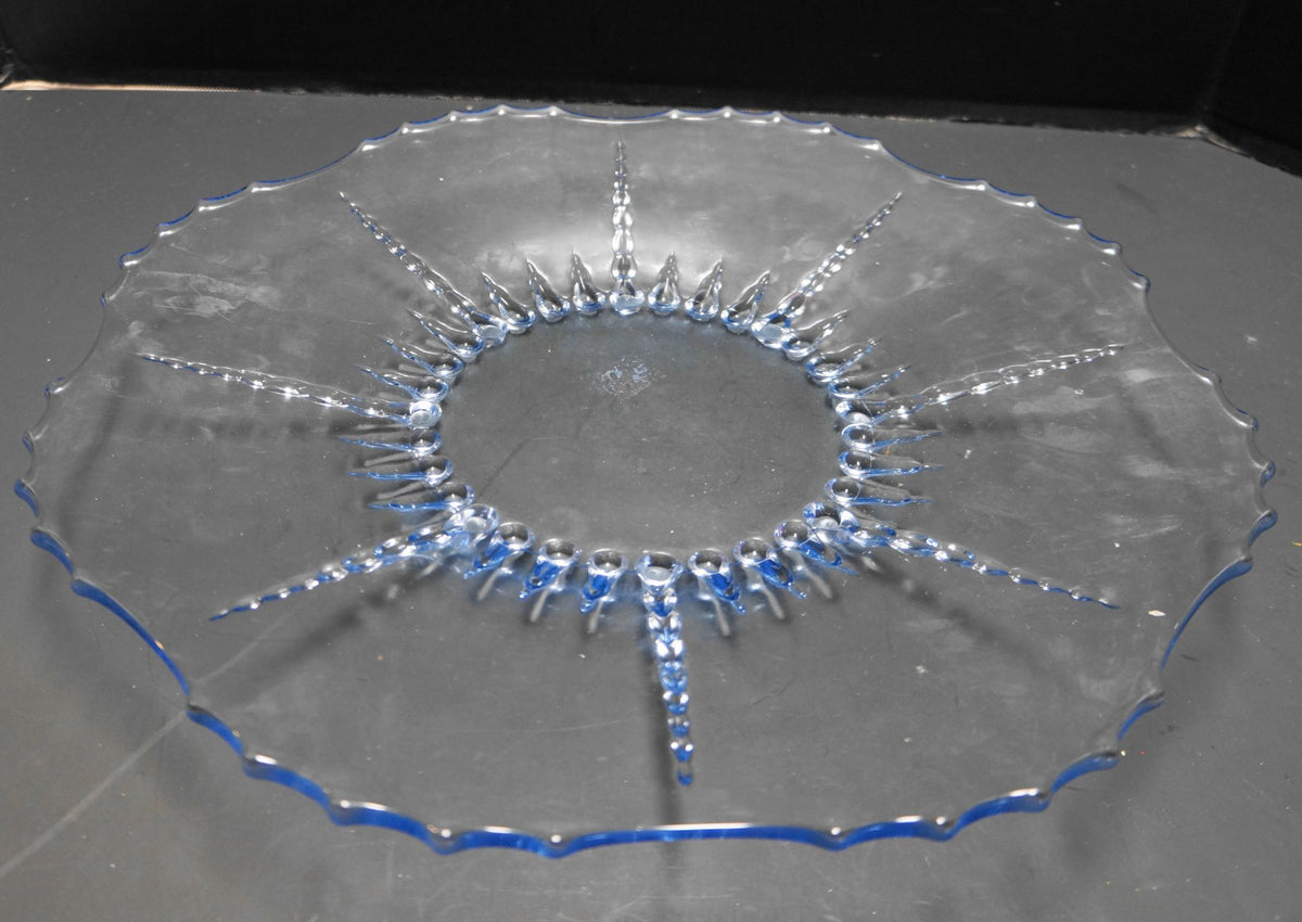 New Martinsville Radiance Ice Blue Torte Plate Platter Tray