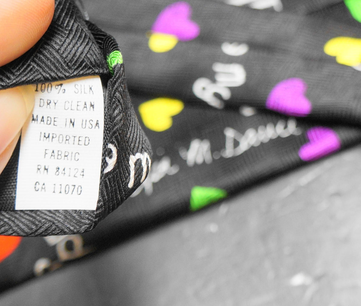Ralph Marlin 1998 I Love My Daddy Small Hearts Silk Tie Black