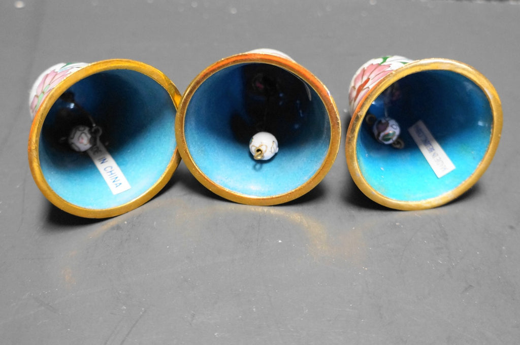 Lillian Vernon White Enamel Cloisonne Bell Ornaments Set of 3