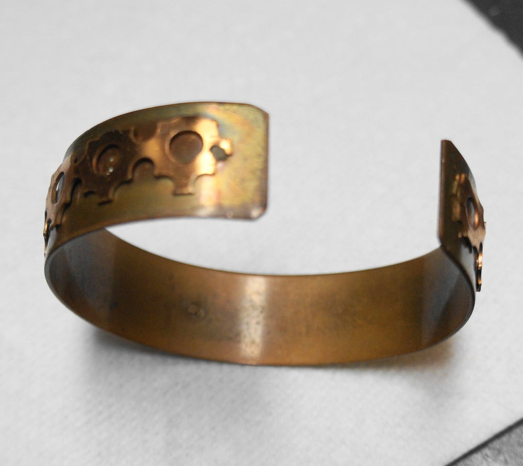 Copper Cuff Bracelet Appllied Gear Decoration