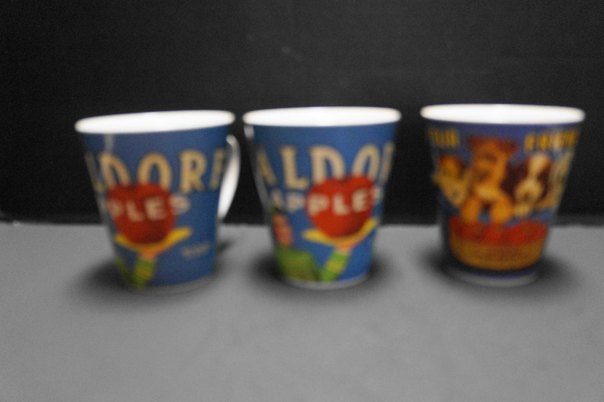 Sakura Tabletrendz Vintage Labels Waldorf Apple 4 Friends Mugs Set of 3
