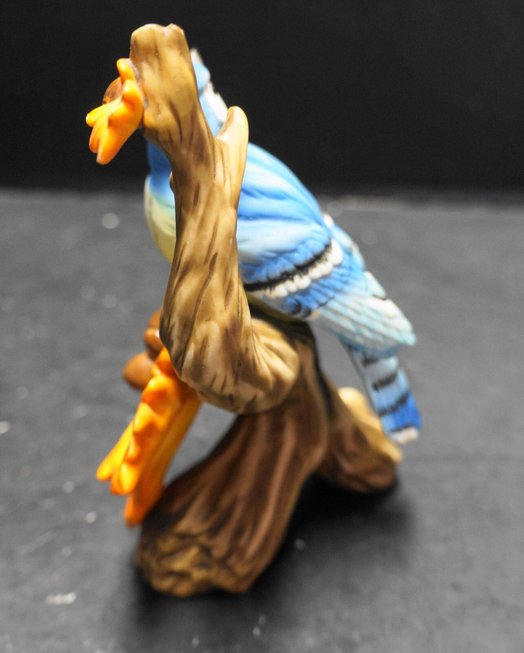 Blue Jay Figurine Hand Painted Autumn Leaves Branch