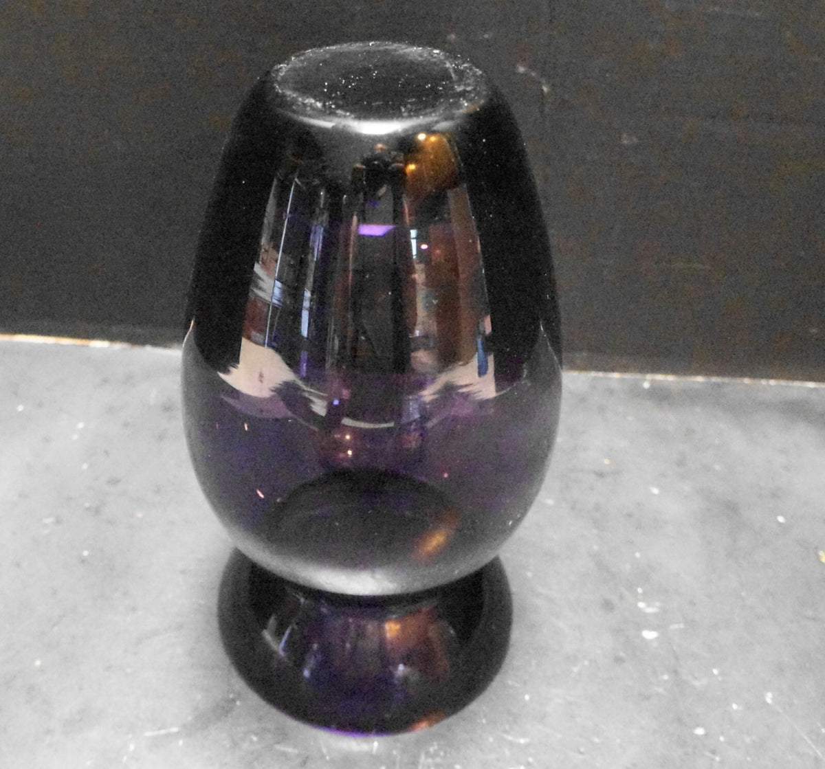 Amethyst Purple Art Glass Vase Clear Base Ground Rim