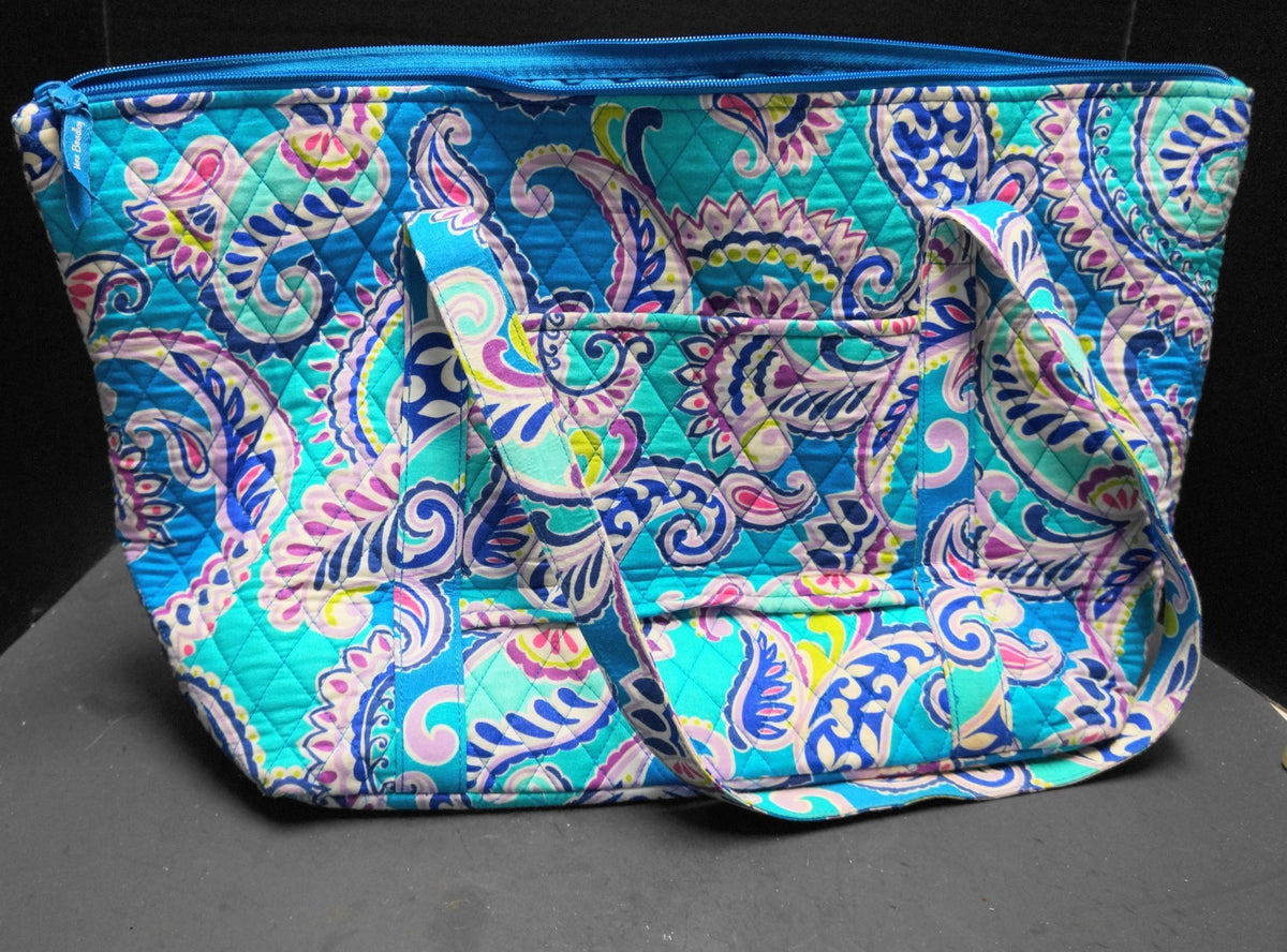 Vera Bradley Waikiki Paisley Turquoise Miller Travel Tote Weekender EUC