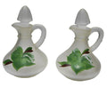 Gay Fad Ivy Satin Glass Hand Painted Cruets Pair Anchor Hocking
