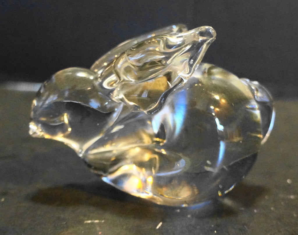 Bunny Rabbit Clear Art Glass Figurine Paperweight Unsigned