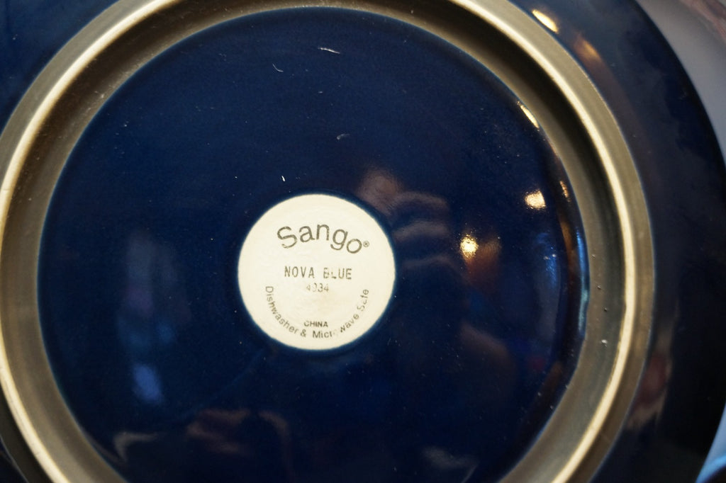 Sango Nova Blue Chop Plates Round Platters Pair 12"