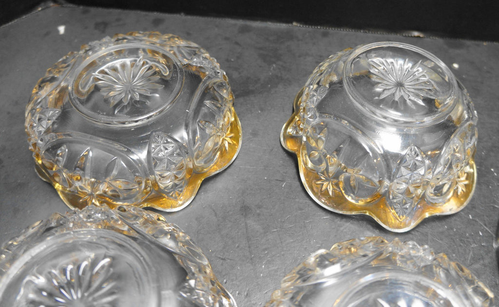 New Martinsville Leaf and Star Berry Bowl Set 7 Pieces EAPG