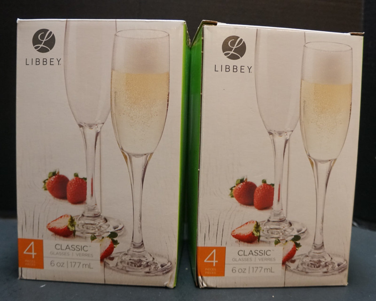 Libbey Classic Champagne Flutes Set of 8 6oz In Boxes