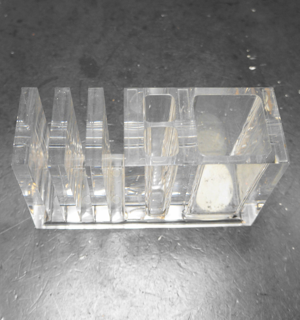 Clear Lucite MCM Desk Organizer Pen Note Holder Taiwan Guzzini-Like