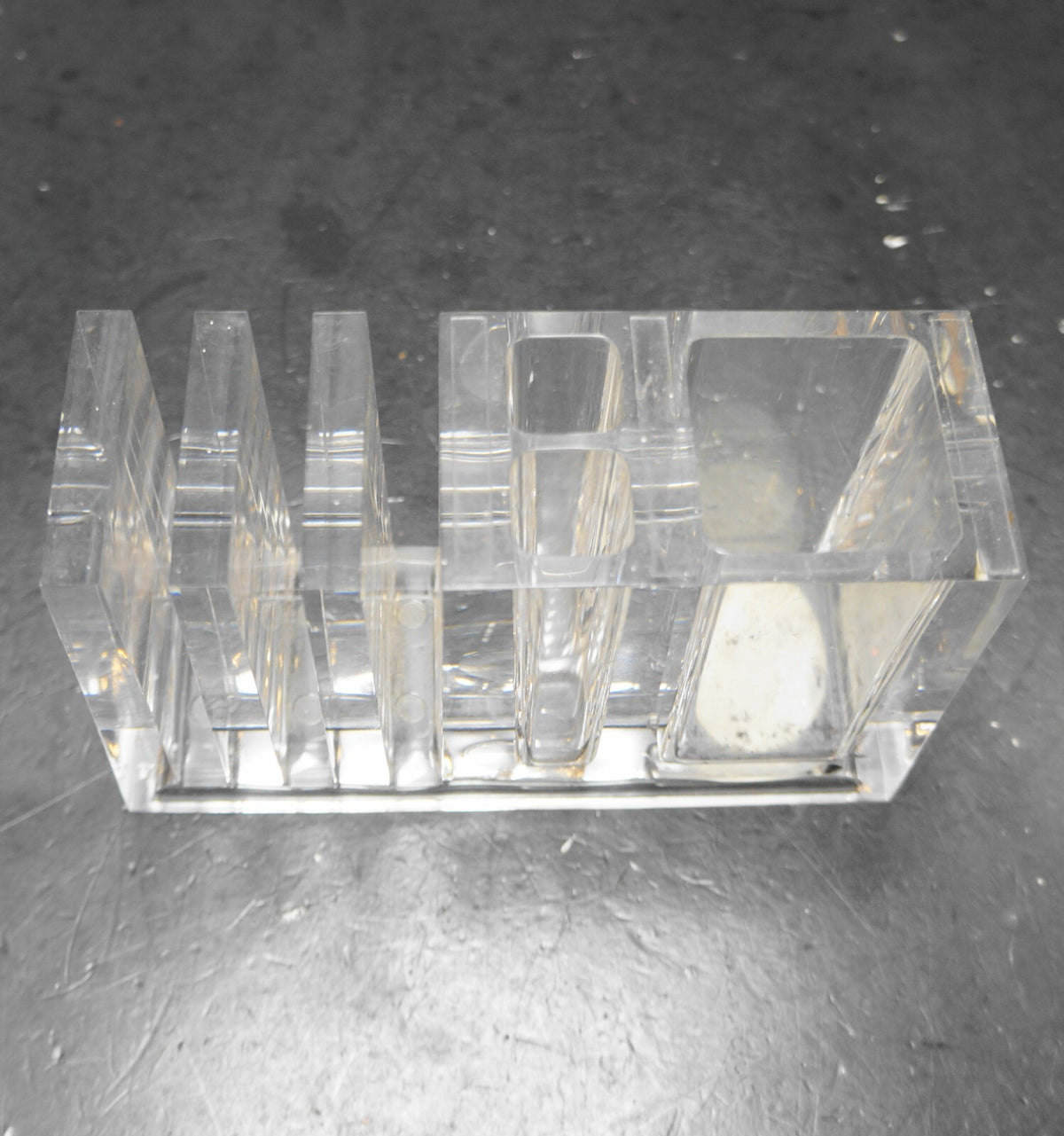 Clear Lucite MCM Desk Organizer Pen Note Holder Taiwan Guzzini-Like