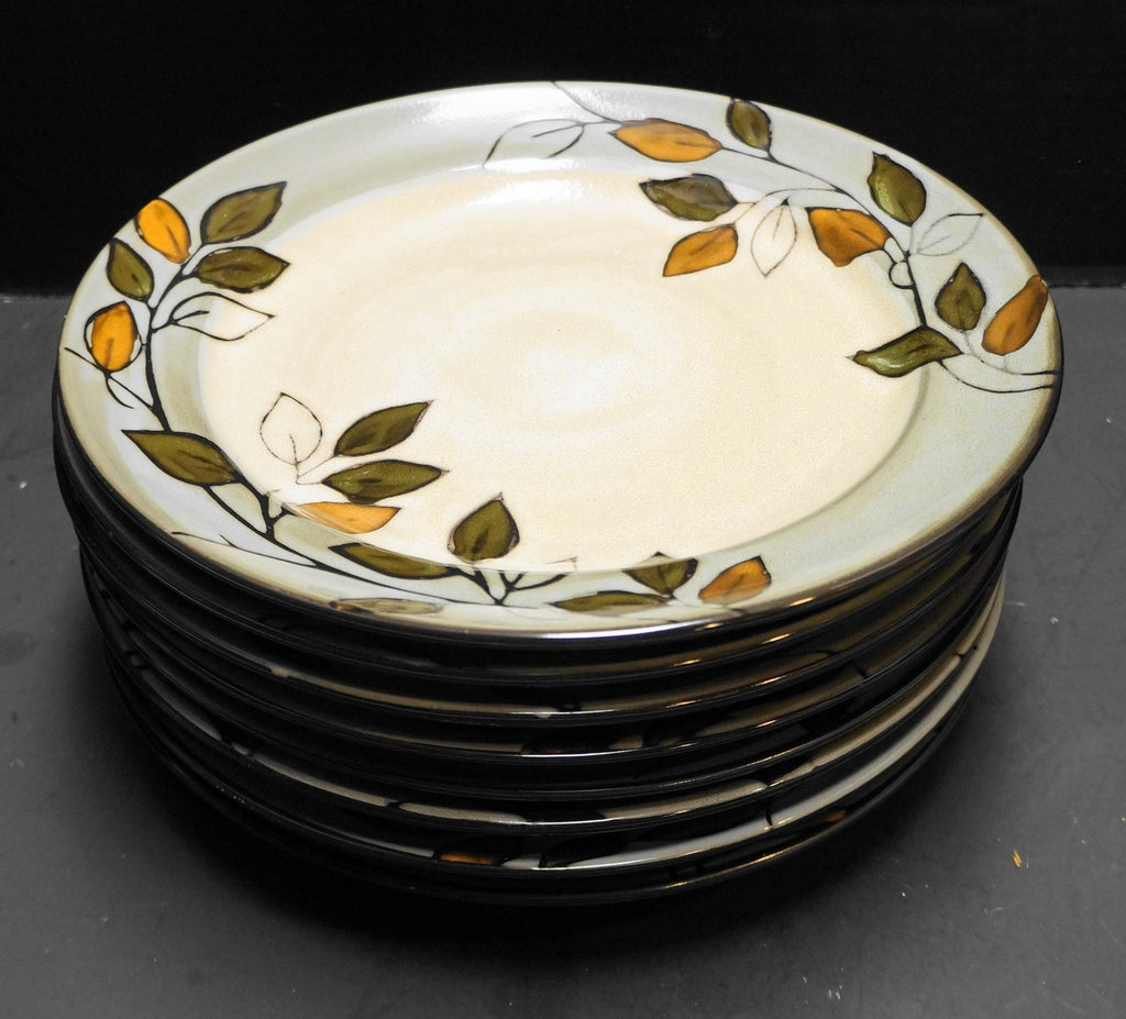 Pfaltzgraff Everyday Rustic Leaves Set Of 8 Dinner Plates Stoneware 11 1/2 IN