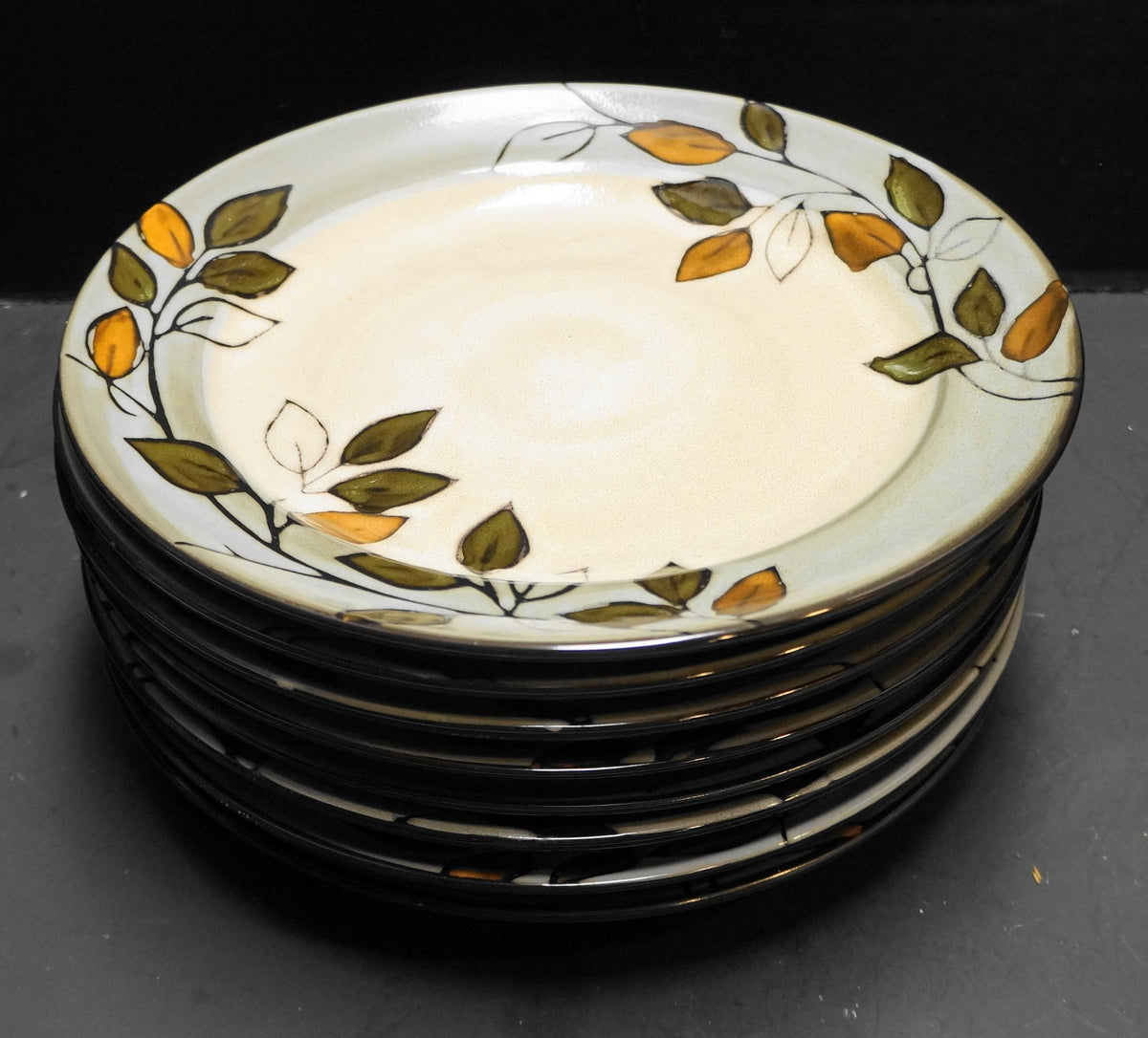 Pfaltzgraff Everyday Rustic Leaves Set Of 8 Dinner Plates Stoneware 11 1/2 IN