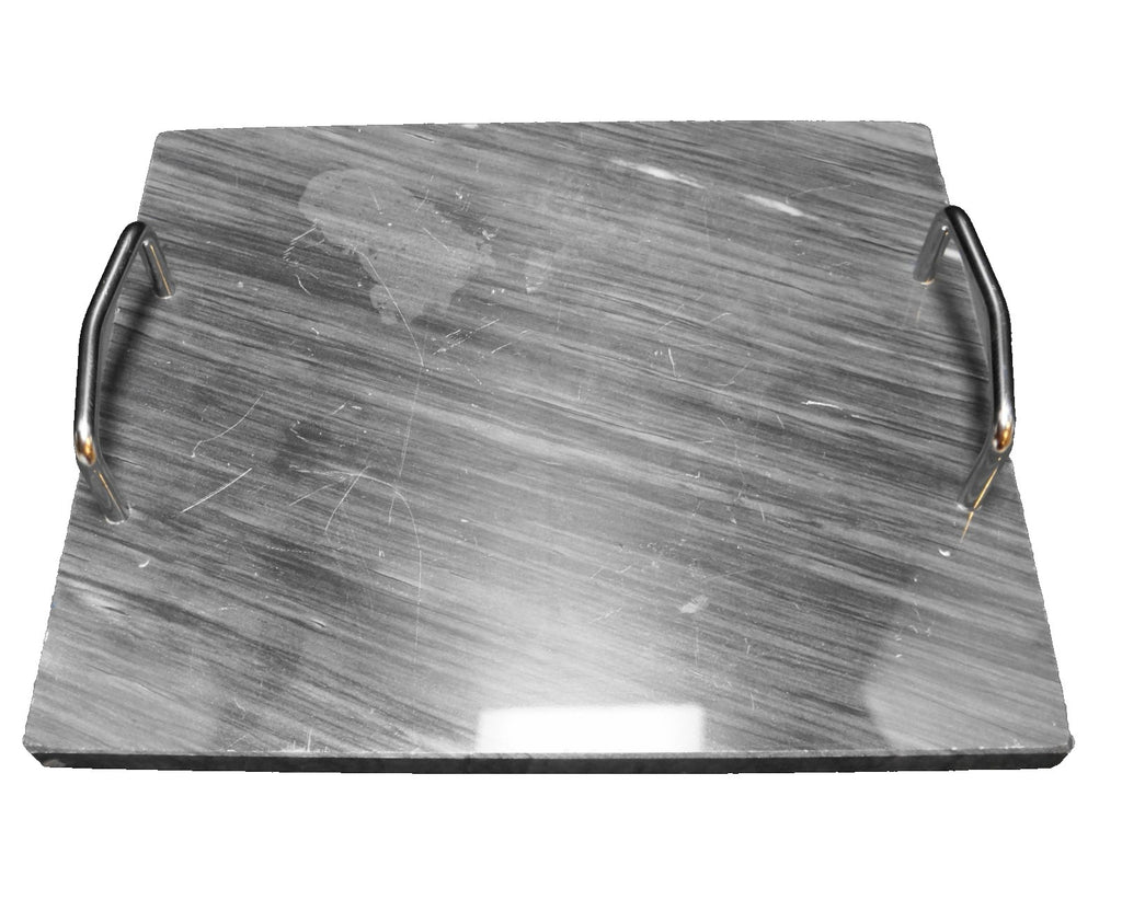 Target Home 2005 Black Gray Marble Tray Chrome Handles Rectangle