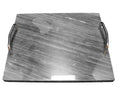 Target Home 2005 Black Gray Marble Tray Chrome Handles Rectangle