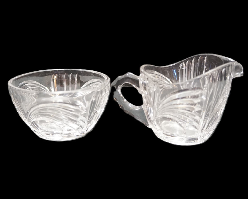 Princess House Swirls and Dots 475 Lead Crystal Cream Sugar Tray Set
