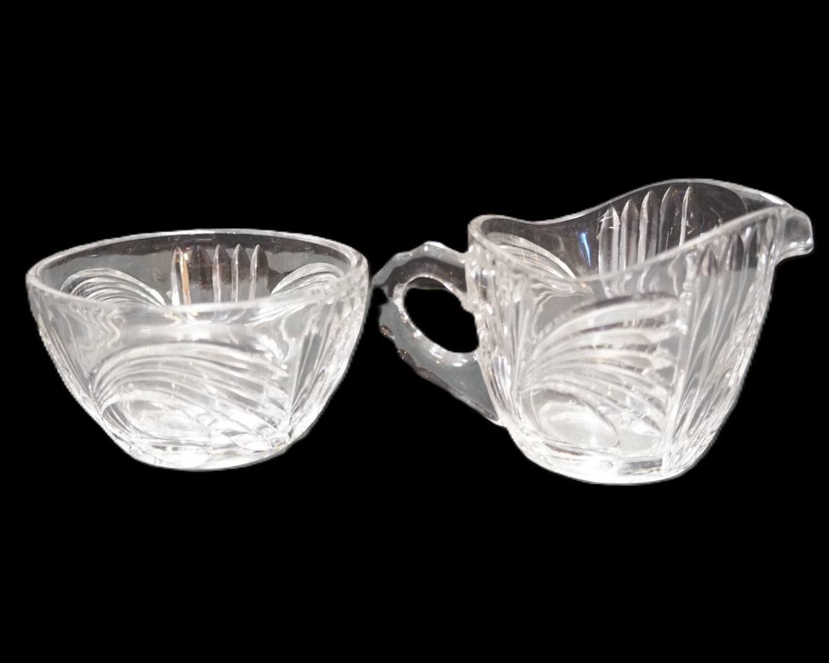 Princess House Swirls and Dots 475 Lead Crystal Cream Sugar Tray Set
