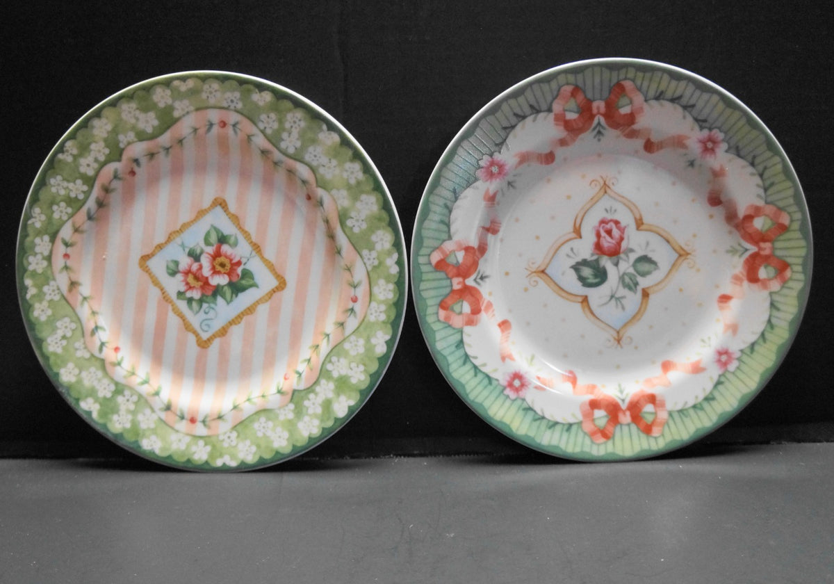 Vintage Rose Suzanne Nicoll Andrea by Sadek Salad Plates Pair