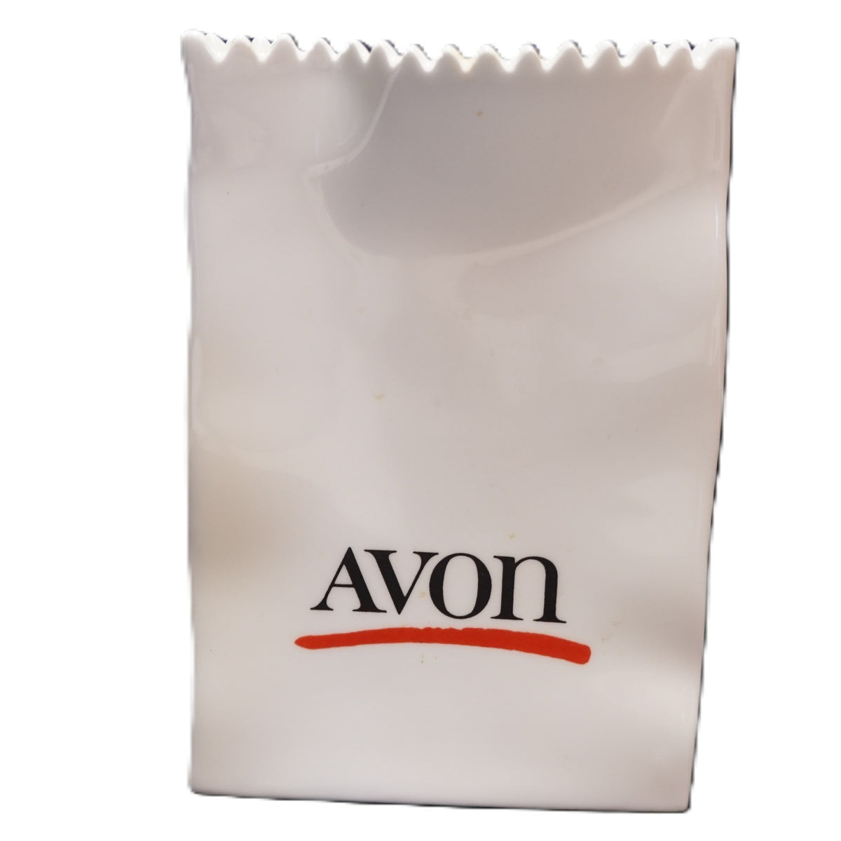 Avon Ceramic Paper Bag Makeup Brush Vase 1986 100 Years Anniversary