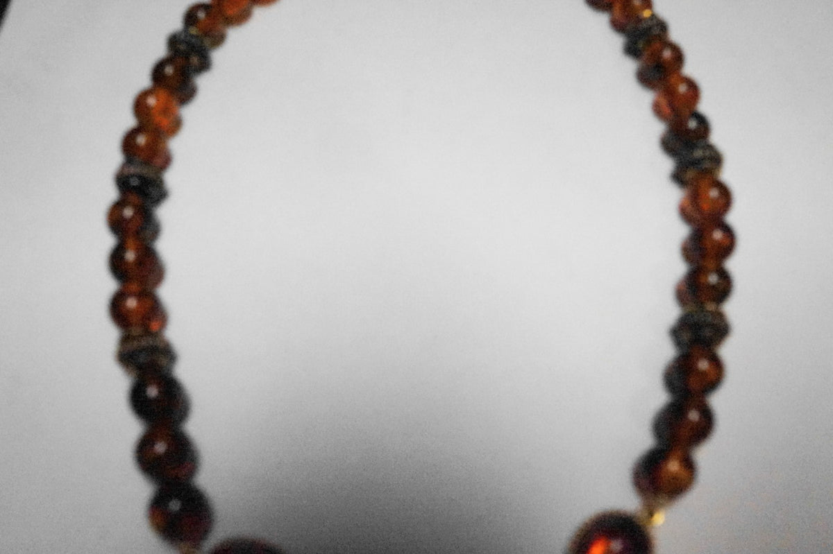 1928 Jewelry Amber Lucite Pendant Beads Necklace