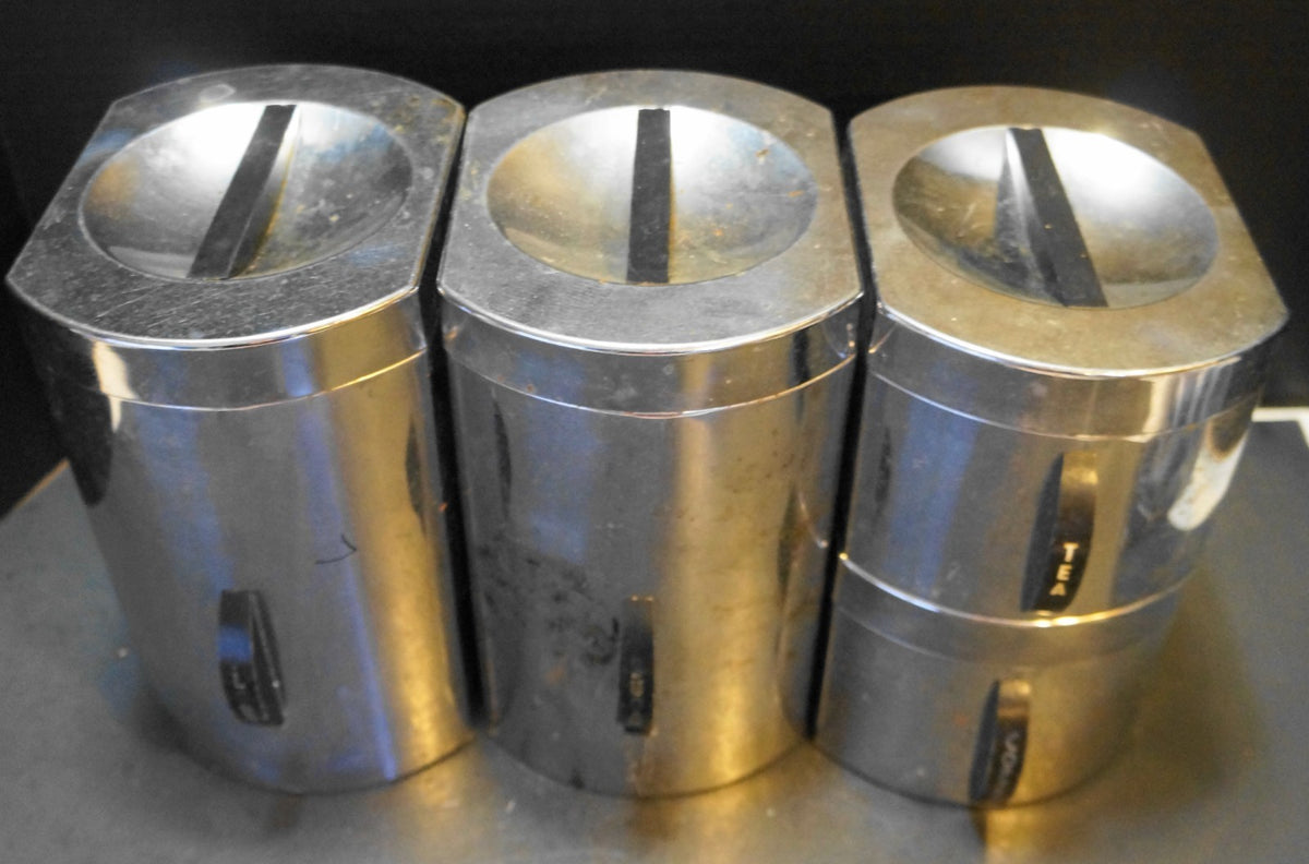 Kromex Chrome Kitchen Canister Set Midcentury Flour Sugar Coffee Tea