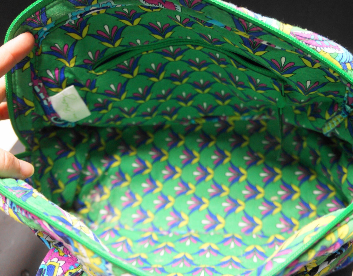 Vera Bradley Emerald Paisley Medium Bowler and Coin Purse Retired 2014