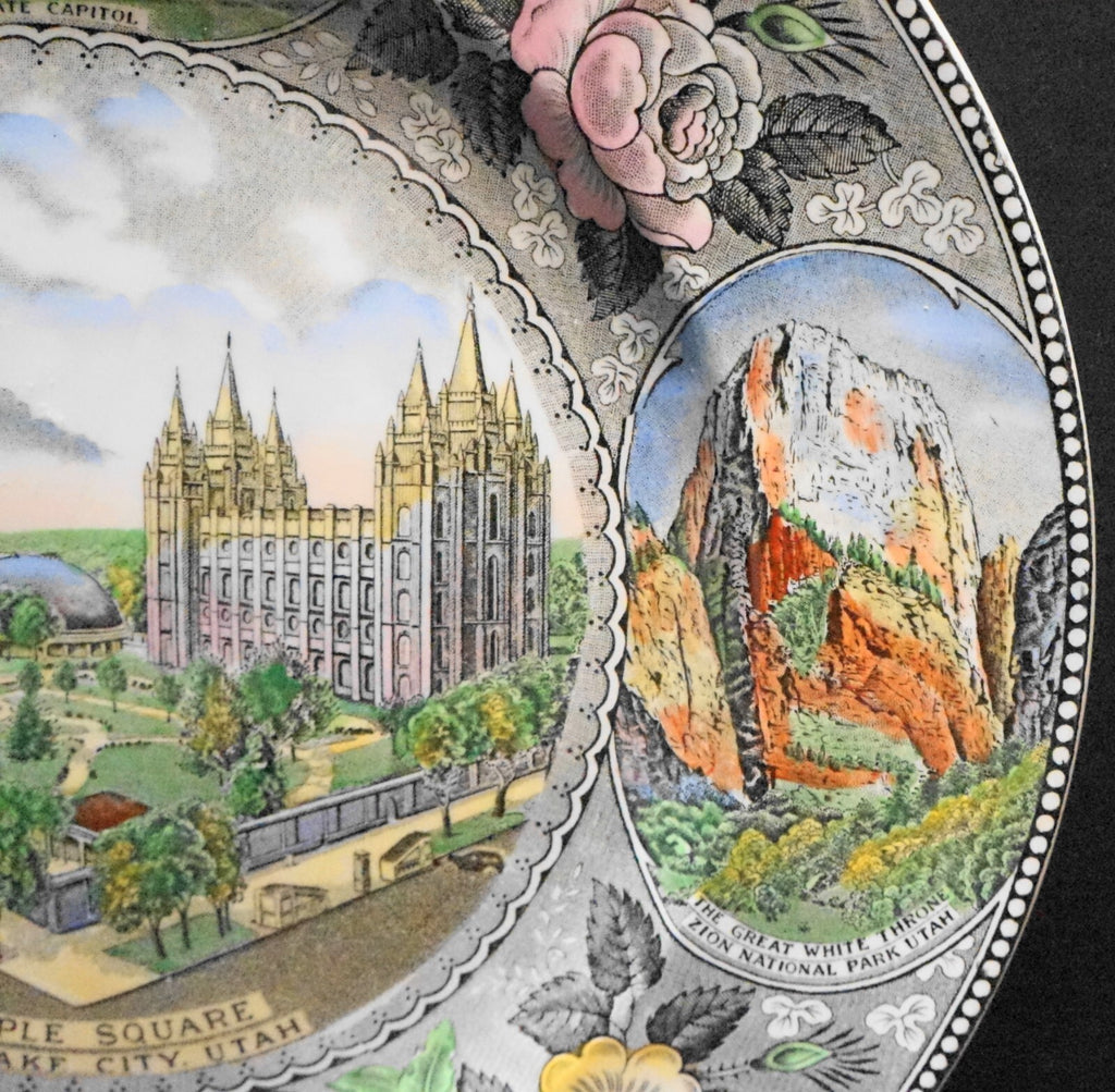 Adams Jonroth Old English Staffordshire Utah Salt Lake City Temple Square Polychrome