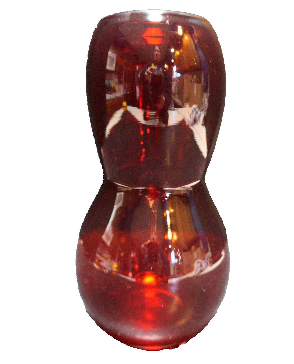 Ruby Red Art Glass Blown Gourd Shaped Vase