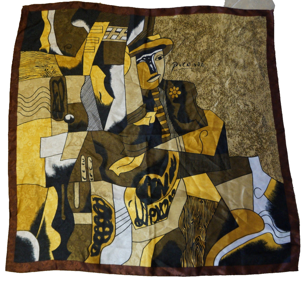Picasso Abstract Cubism Scarf Seated Figures And Musical Instruments 34 IN