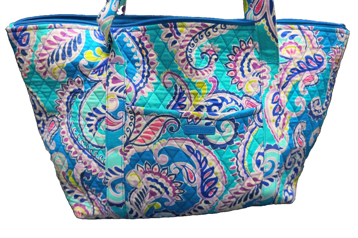 Vera Bradley Waikiki Paisley Turquoise Miller Travel Tote Weekender EUC