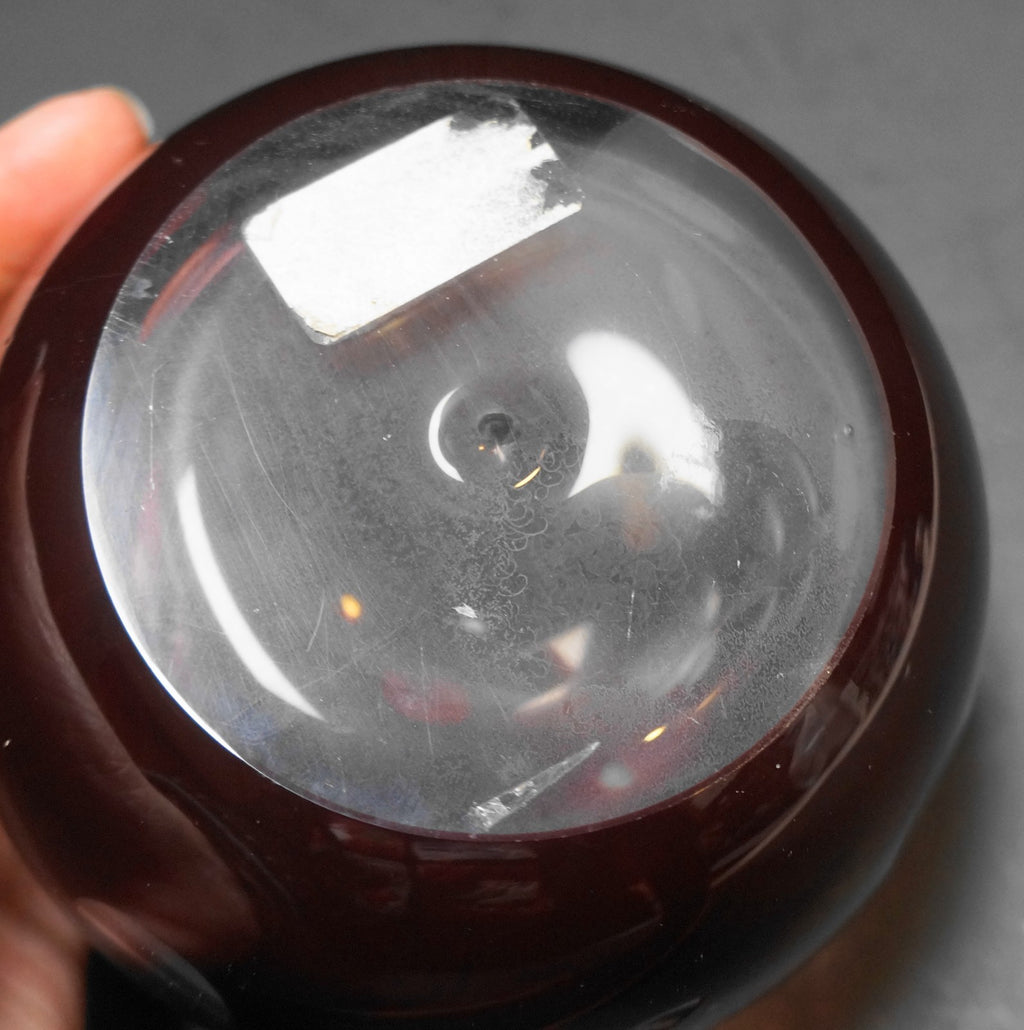 Romania Bohemian Ruby Cut to Clear Crystal Ball Orb Paperweight