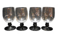 Black Trapezoid Chunky Stem Clear Optic Bowl Water Glasses Set of 3