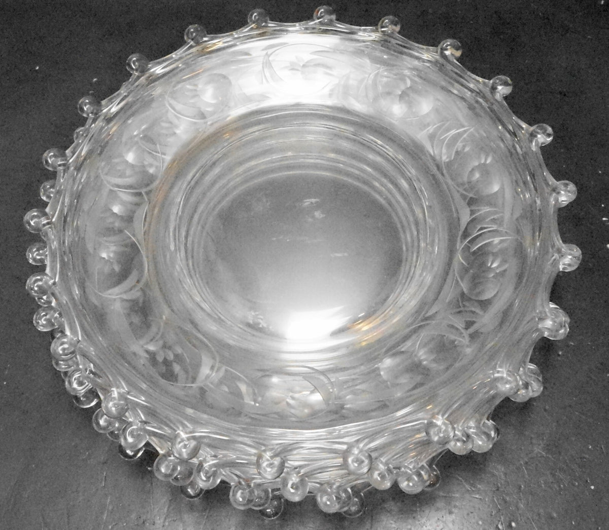 Heisey Moonglo Moonglow Cut 5040 Stem Lariat Blown Glass Luncheon Plates Set of