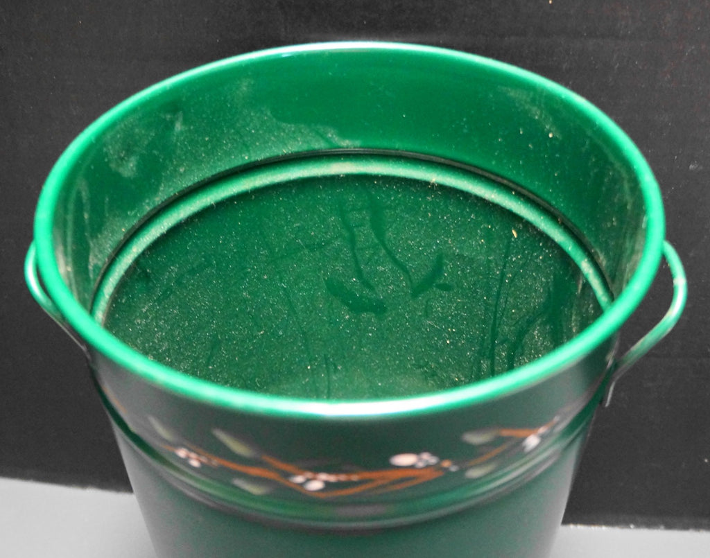 Tole Hand Painted Fruit Dark Green Umbrella Holder