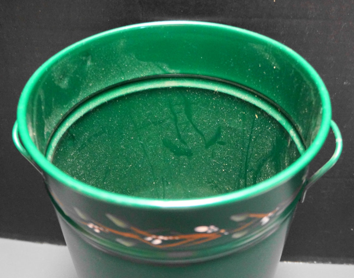 Tole Hand Painted Fruit Dark Green Umbrella Holder