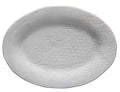 Arhaus Table Isabetta Embossed Ceramic Platter Light Gray Oval Italy