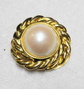 Gold Tone Faux Pearl Rope Edge Scarf Dress Clip
