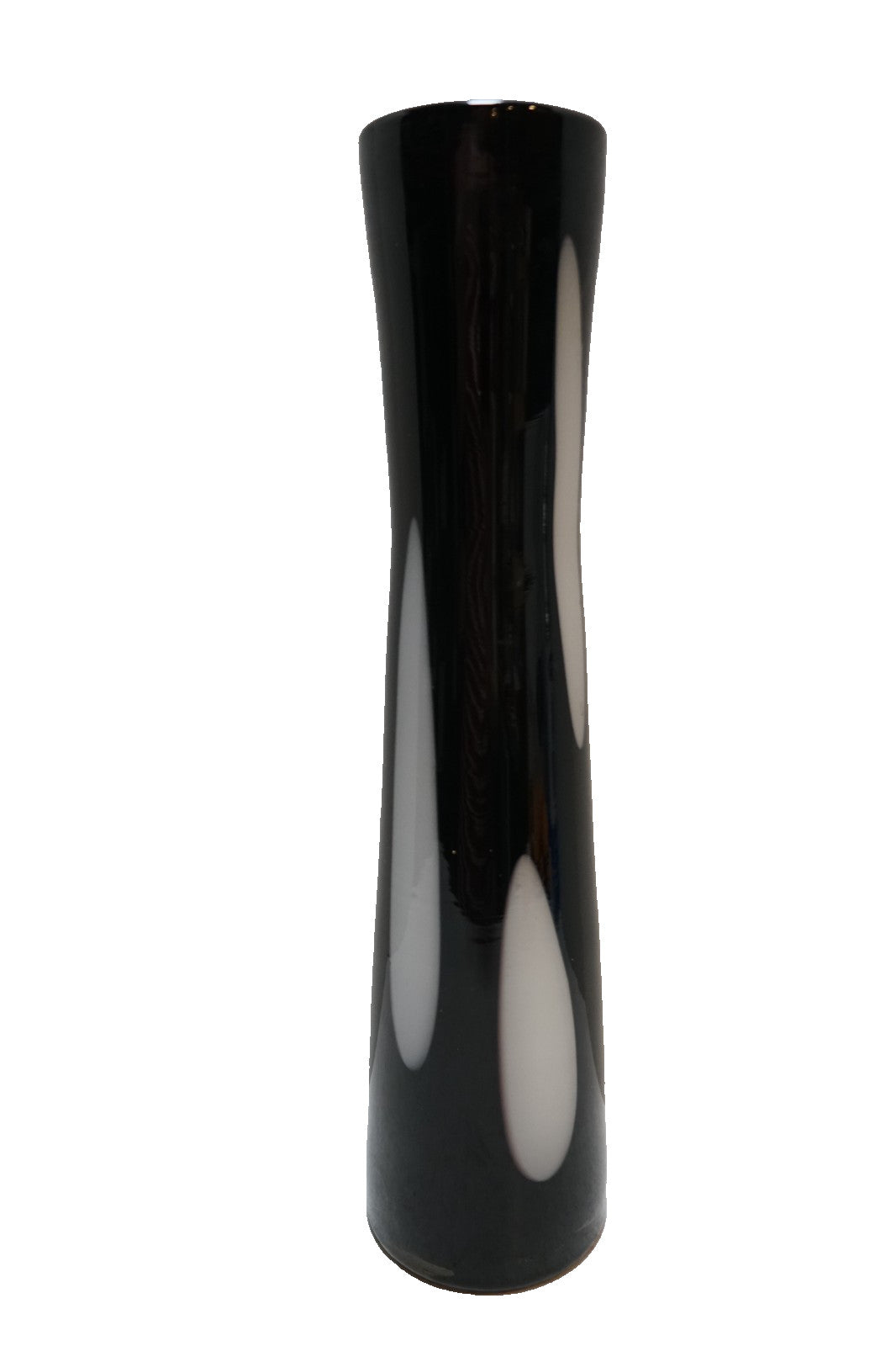 CYS Excel Art Glass Black White Tall Vase 15 IN