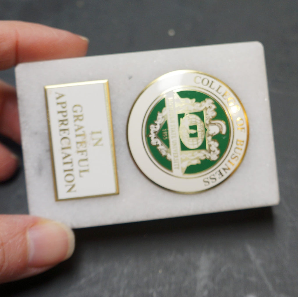 Michigan State University College of Business Seal Marble Paperweight