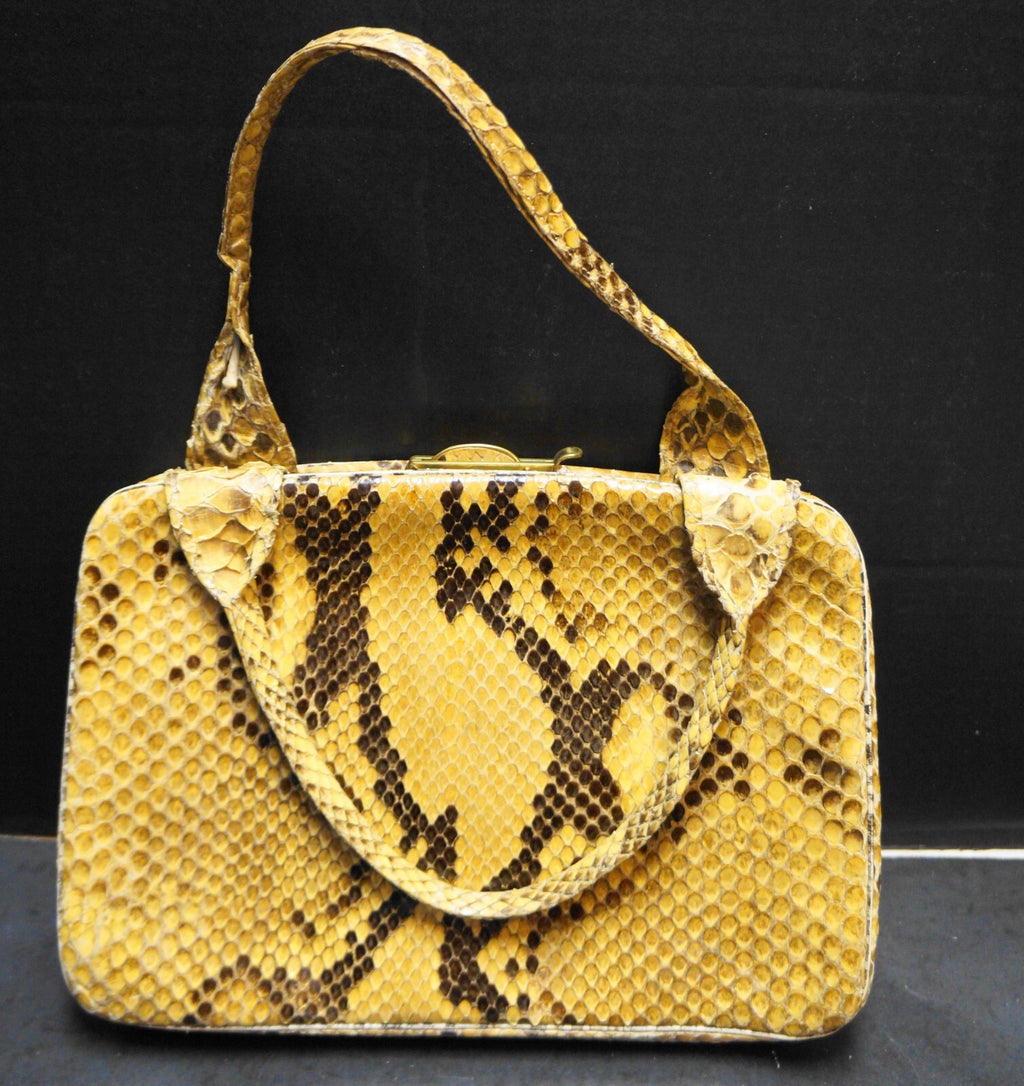 Vintage Python Snakeskin Tan Brown Handbag Purse