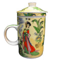 Chinese Porcelain Lady Tea Infuser Mug Lid 3 Pieces Yu Tai