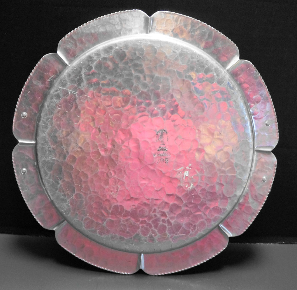 Continental Silverlook Hand Wrought Aluminum Round Handled Tray