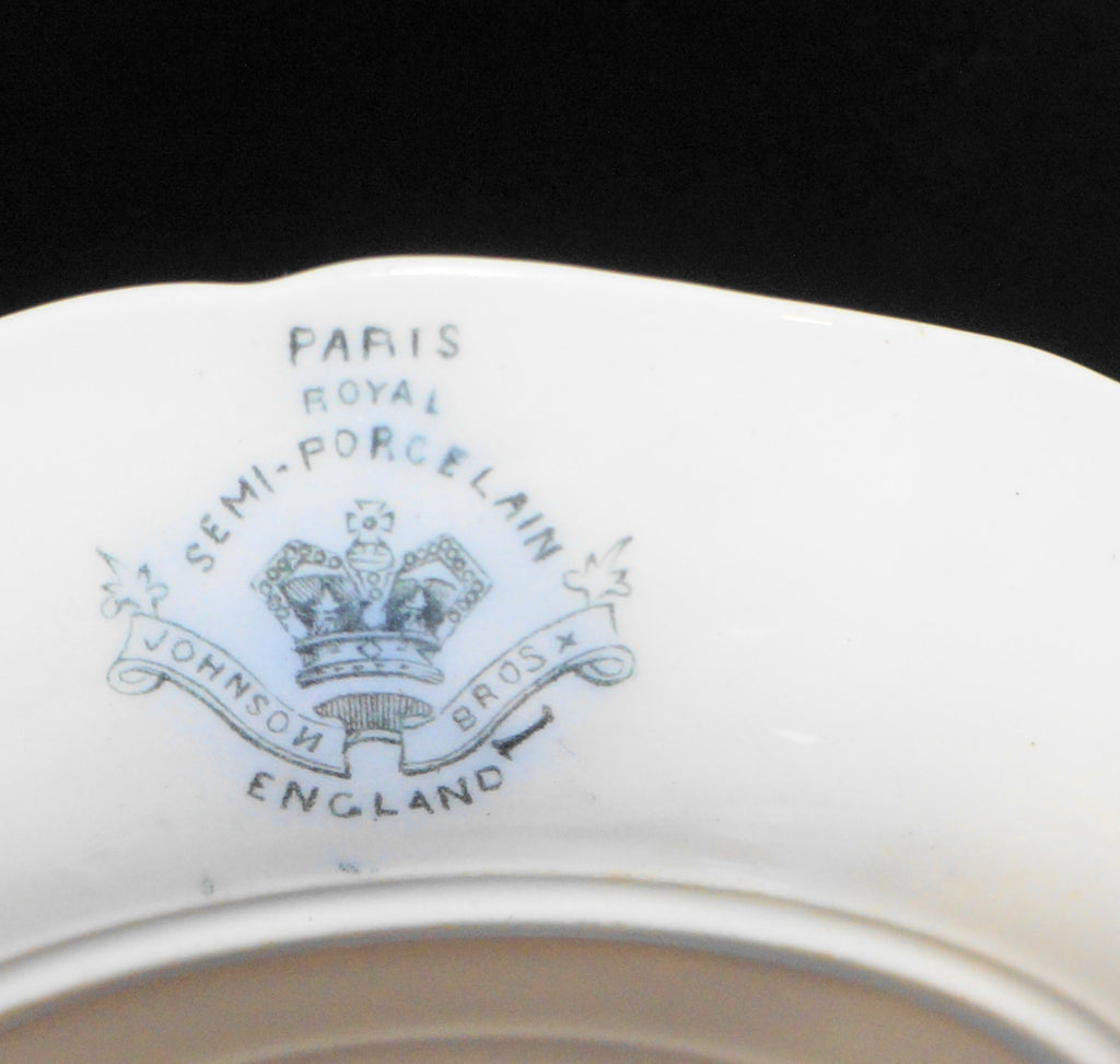 Johnson Bros Paris Blue Saucers Pair Royal Semi Porcelain England