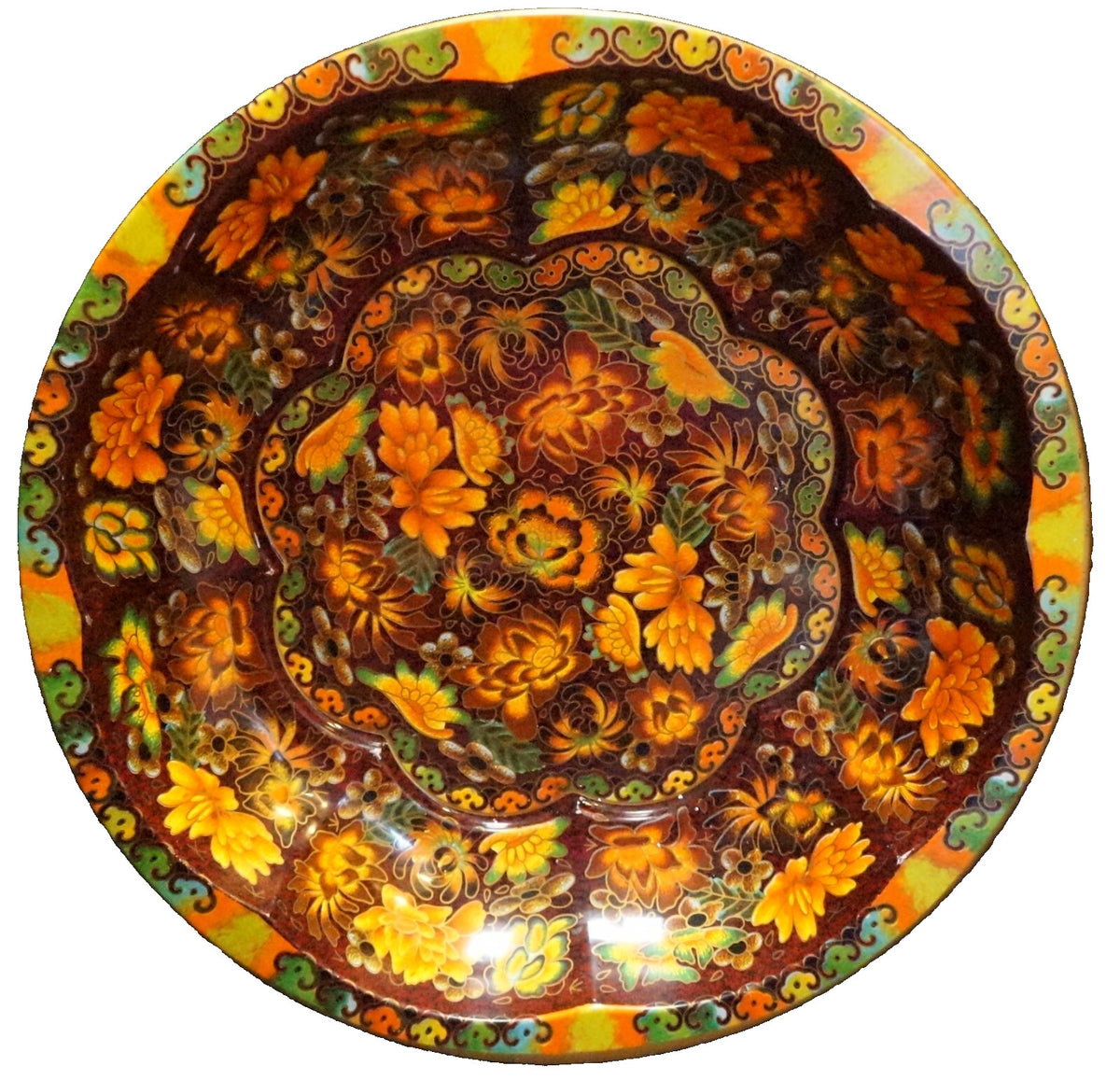 Daher Chintz Floral Orange Brown Tin Bowl Made in England