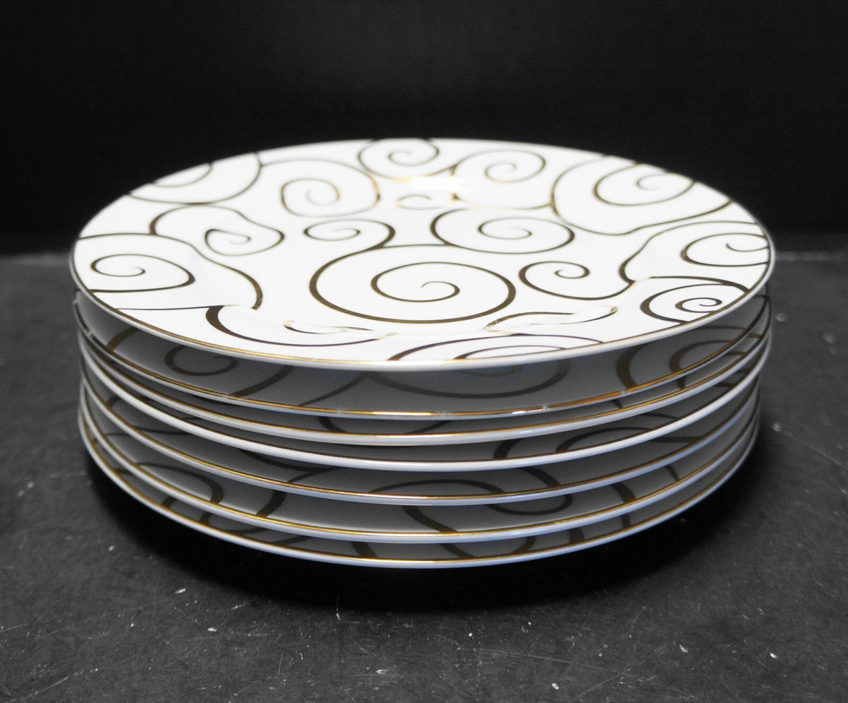 Pier 1 Gold Swirl Salad Plates Set of 7
