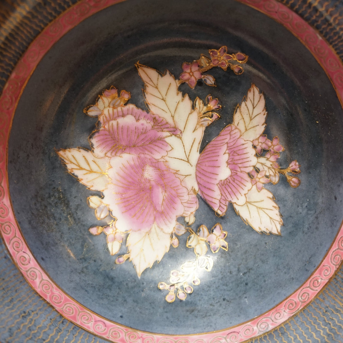 Chinoserie Chinese Porcelain Pink Blue Floral Bowl Not Food Safe