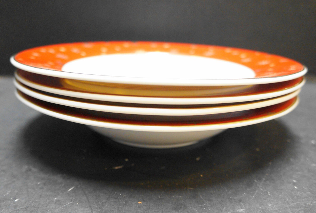 Sakura Galaxy Red Gold Stars Rimmed Soup Bowls Set of 4
