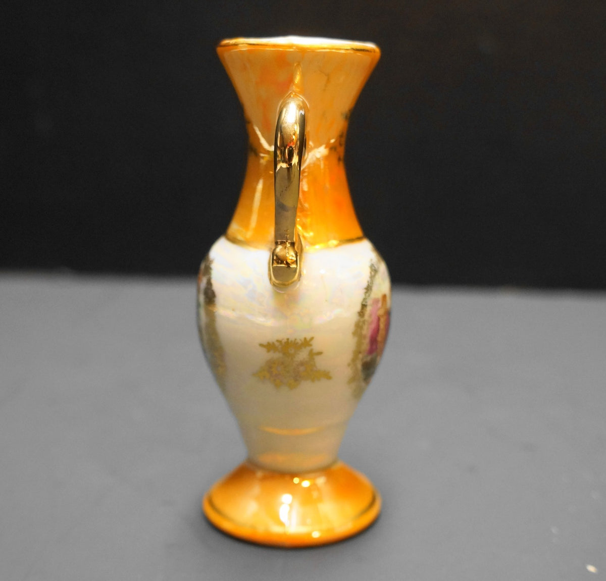 Orange Pearl Lustre Mini Urn Vase Portrait