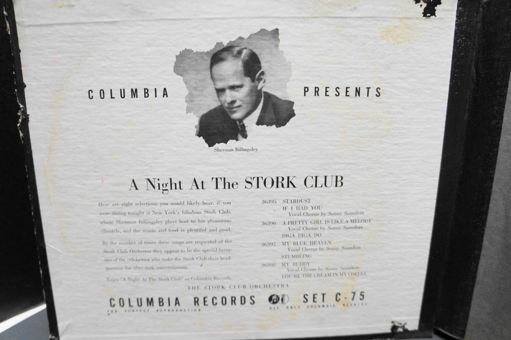 Columbia Presents A Night At The Stork Club C-75 Album Sherman Billingsley