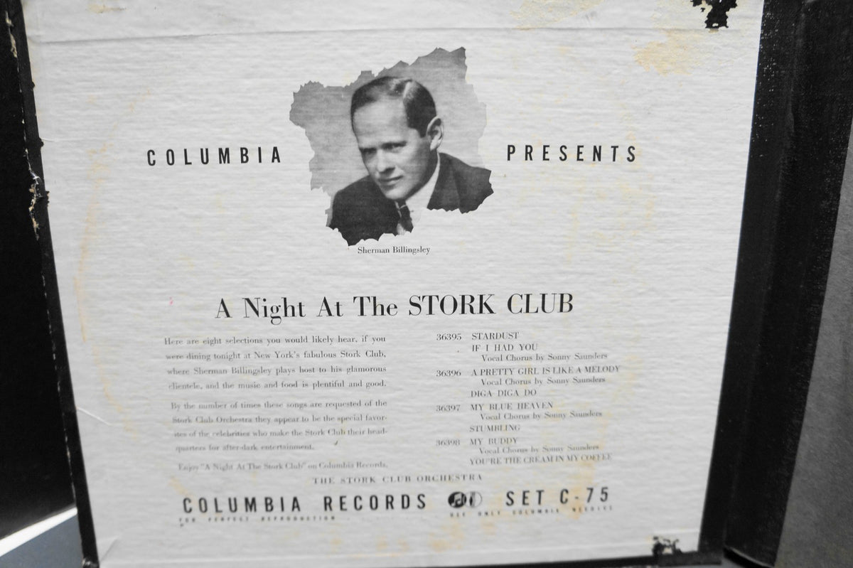 Columbia Presents A Night At The Stork Club C-75 Album Sherman Billingsley